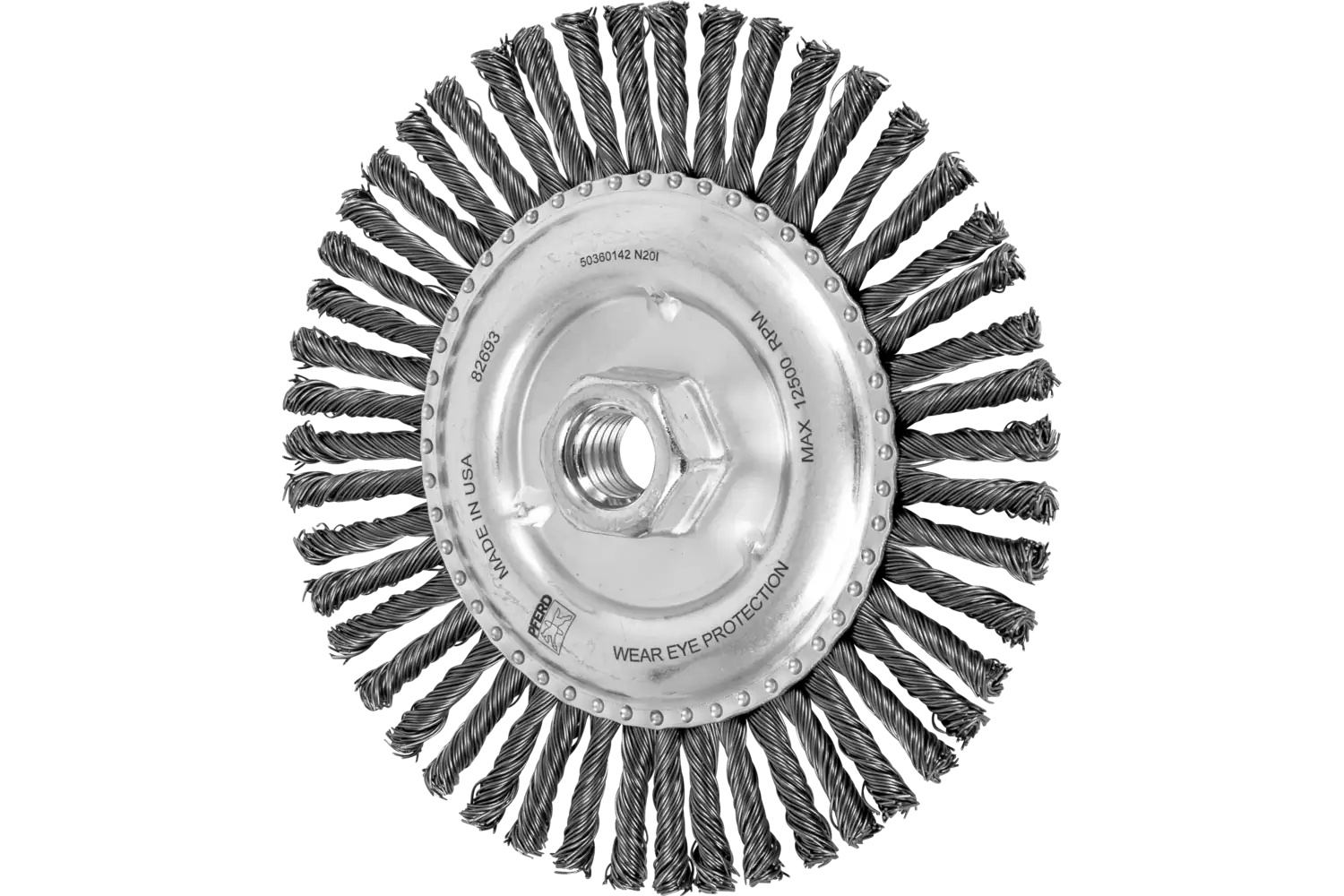 Picture of Pferd Combitwist® Stringer Bead Wheel Brush 6" Dia .020 Carbon Steel 5/8-11" Thread